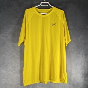 Under Armour Athletic Shirt Mens 2XL XXL Yellow Hi-Vis Loose Fit Heatgear